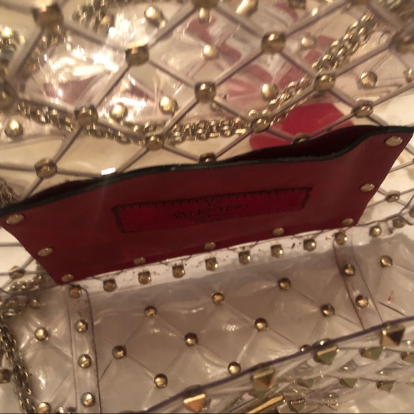 Valentino clear rockstud small size bag with chain - Picture 12 of 15